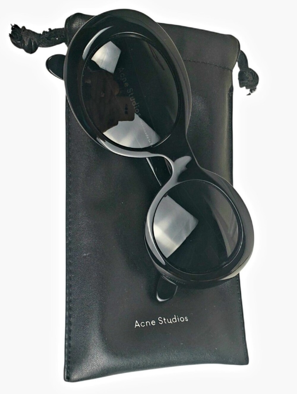 Acne Studios Black Mustang Sunglasses Oval Chunky Retro Shades Authentic Case